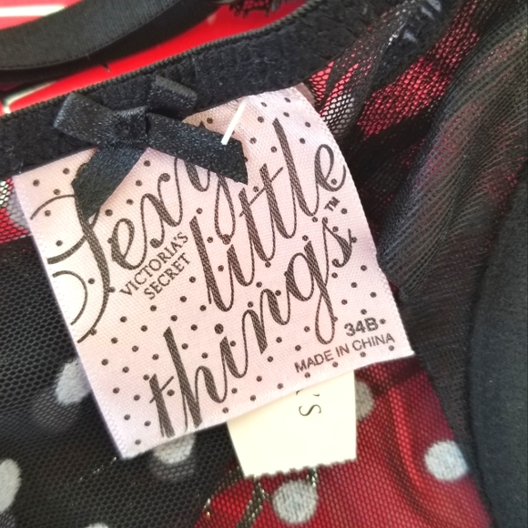 Victoria's Secret Vintage Sexy Little Things Polka Dot Ruffle Mesh Lingerie NWT - Picture 3 of 14